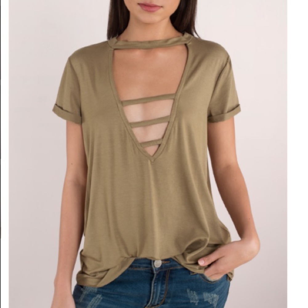 Plunging Front Strappy Tee